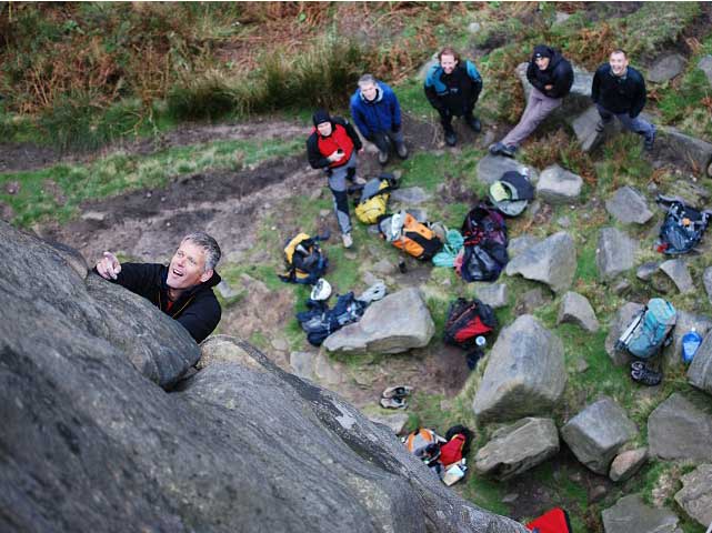 Mike climbing on Hamish's stag do